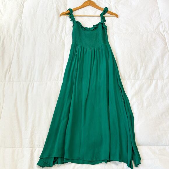 Reformation Green Serpentine Siesta Smocked Ruffle Midi Dress XS - Picture 4 of 8